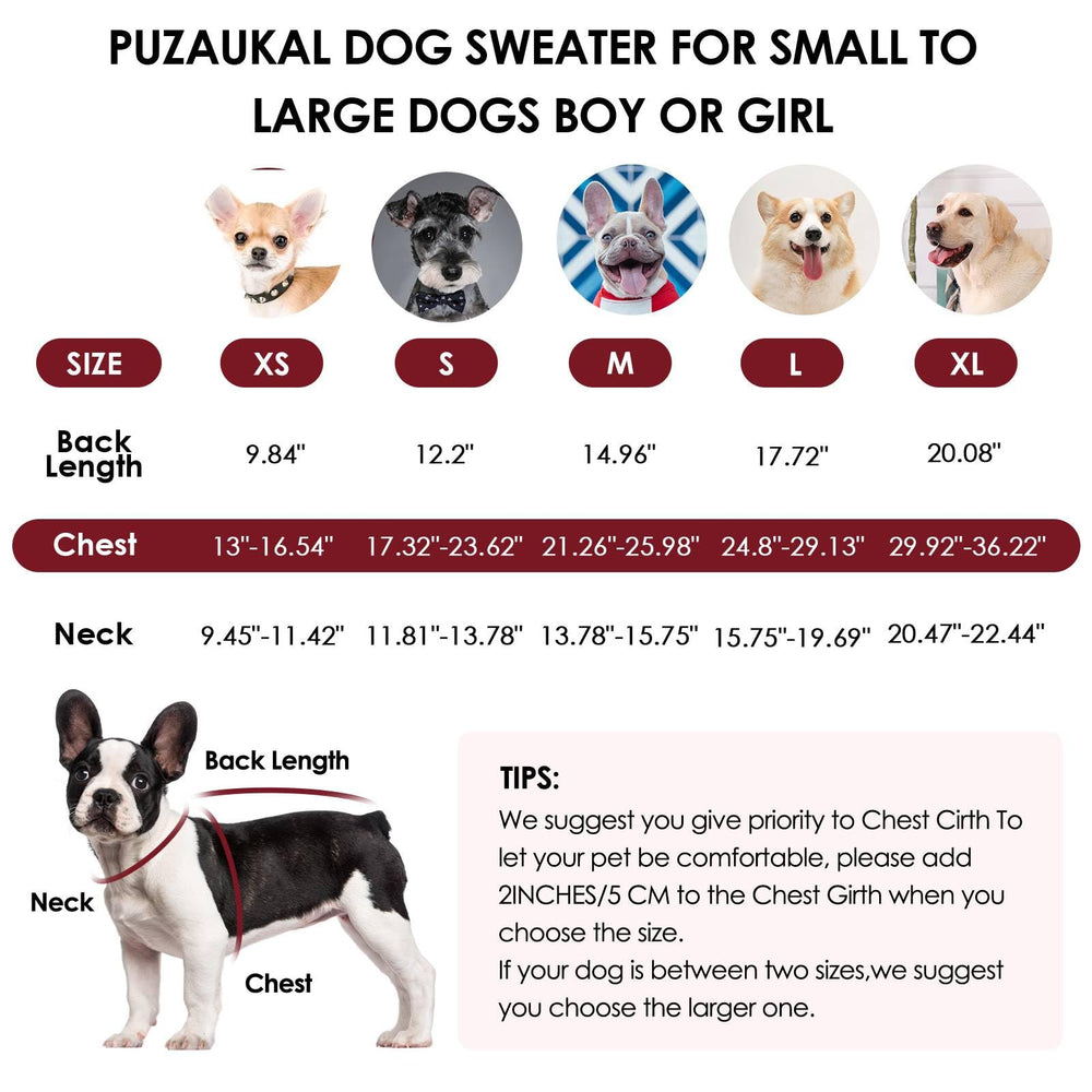 PUZAUKAL dog sweater features a discreet leash hole for easy clipping.