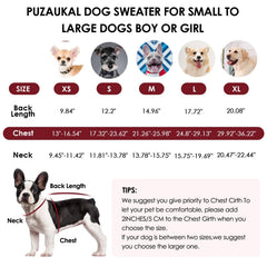 PUZAUKAL sweater includes a leash hole for clip-on wear without removal.