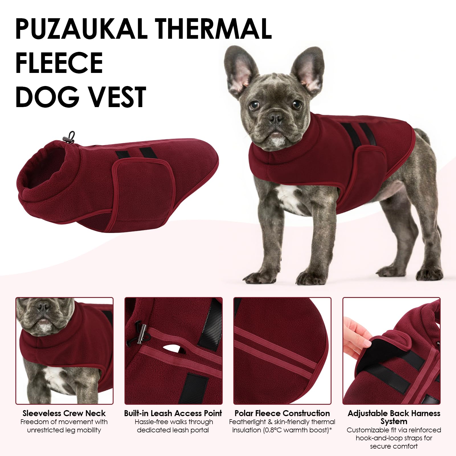 PUZAUKAL dog sweater plush fleece warmth keeps dogs cozy on chilly walks.