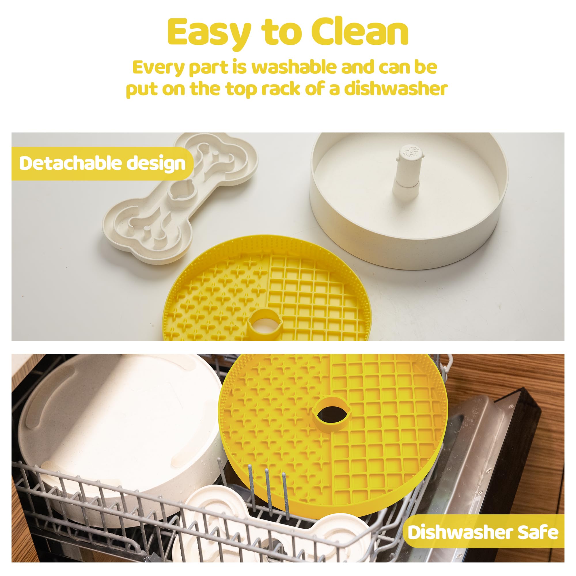 Puzzle Feeder adjustable-speed-design-yellow tailors meal challenge for dogs.