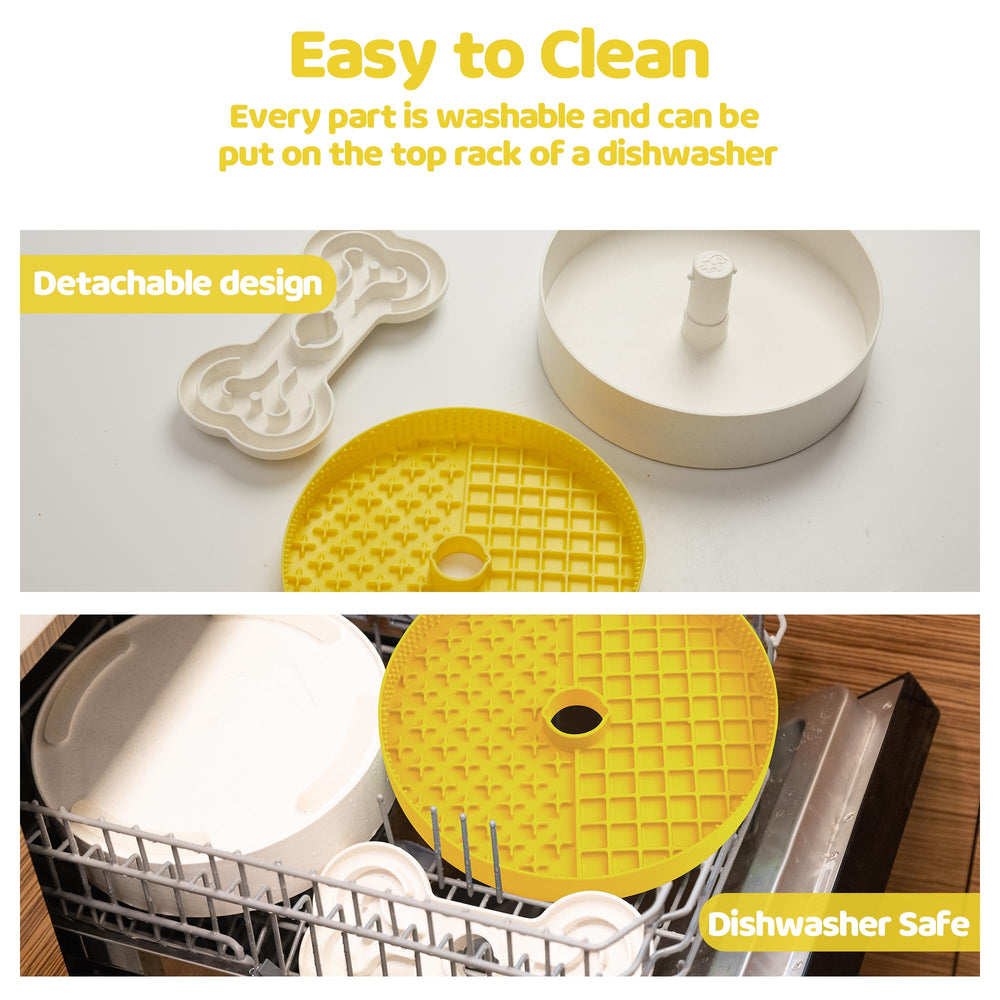 Puzzle Feeder adjustable-speed-design-yellow tailors meal challenge for dogs.