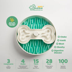 Puzzle Feeder green outer shell highlights durable, easy-to-clean design.