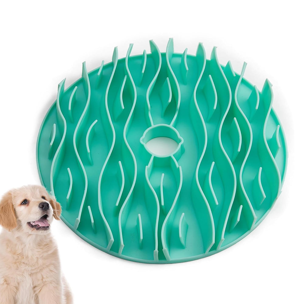 Puzzle Feeder Insert in a green bowl shows slow-feeder design for calmer meals.