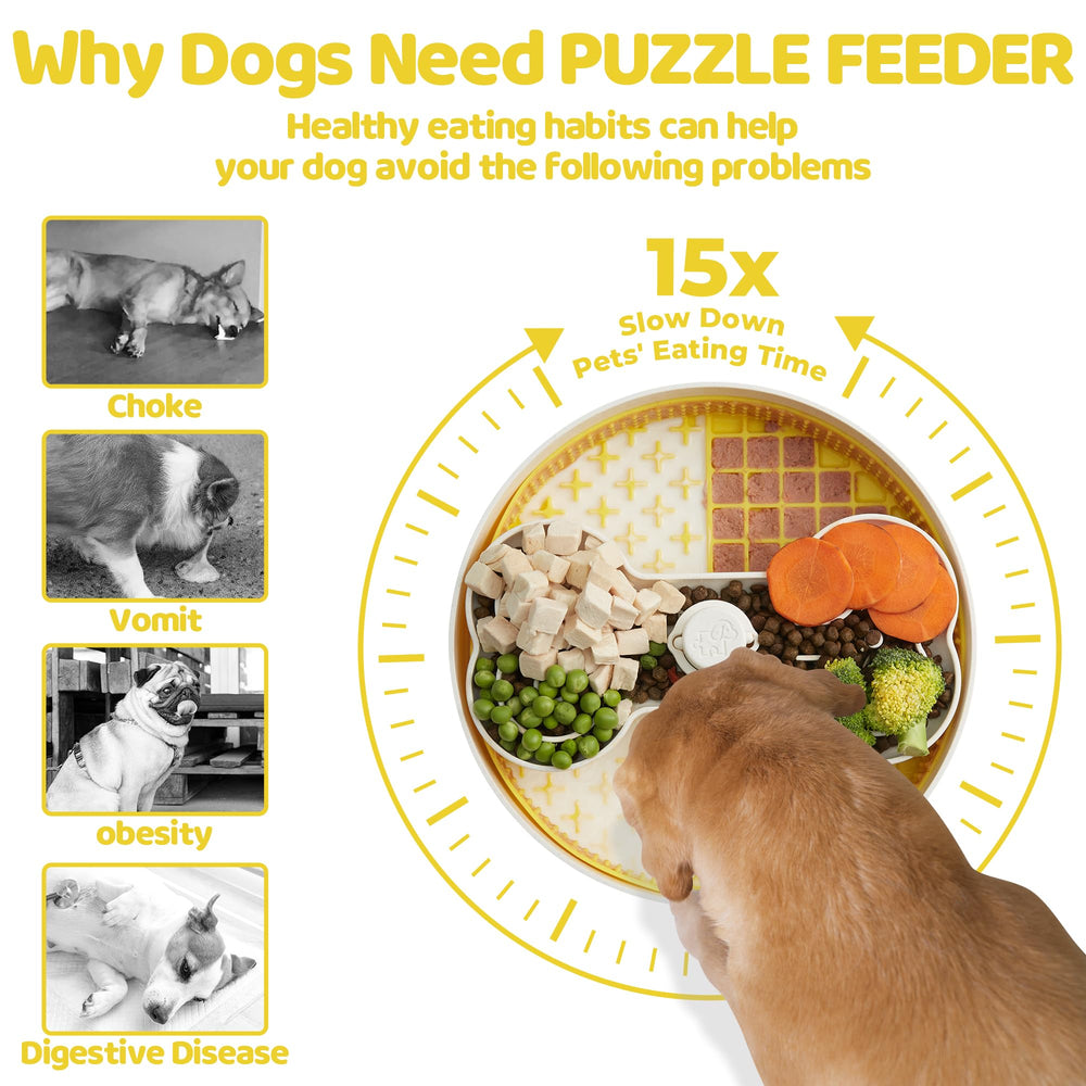 Puzzle Feeder lick-mat-inserts-yellow provides mental engagement during meals.