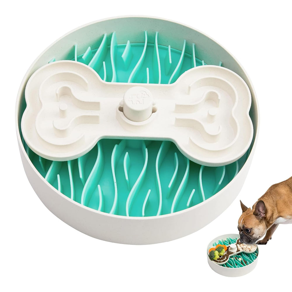 Puzzle Feeder slow-feeder dog bowl 9.8-inch slows eating for paced meals.