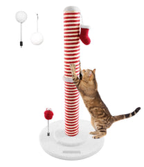 PuzzlePaw Christmas cat scratching post top view showing sturdy base for safe play