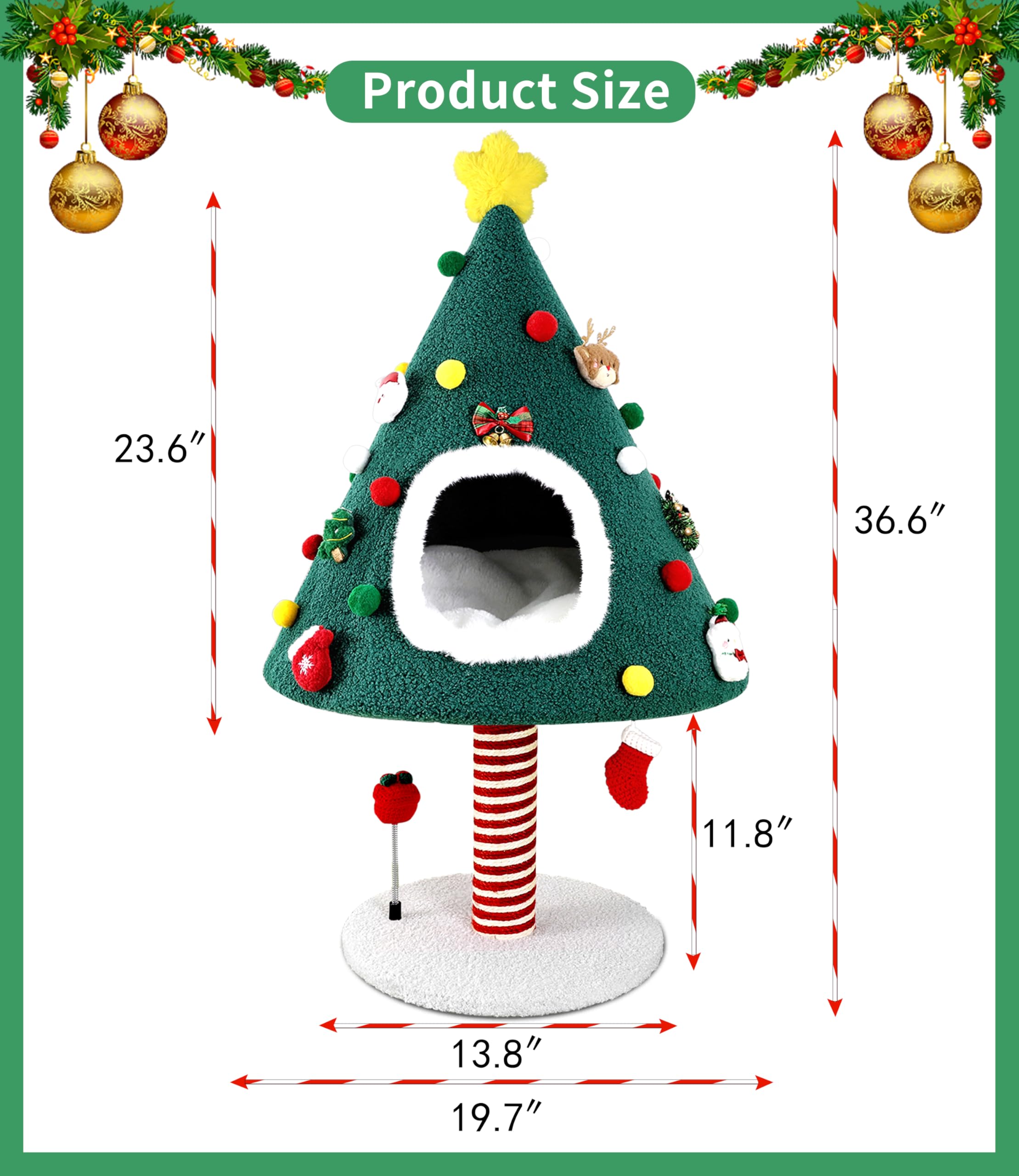 PuzzlePaw Christmas sisal post detail for durable scratching