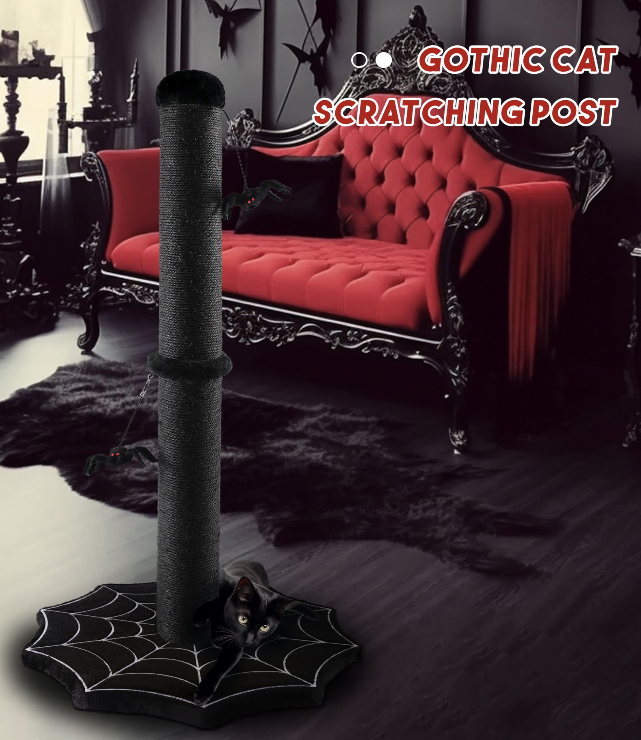 PuzzlePaw black sisal scratching post texture ideal for furniture protection and claws.