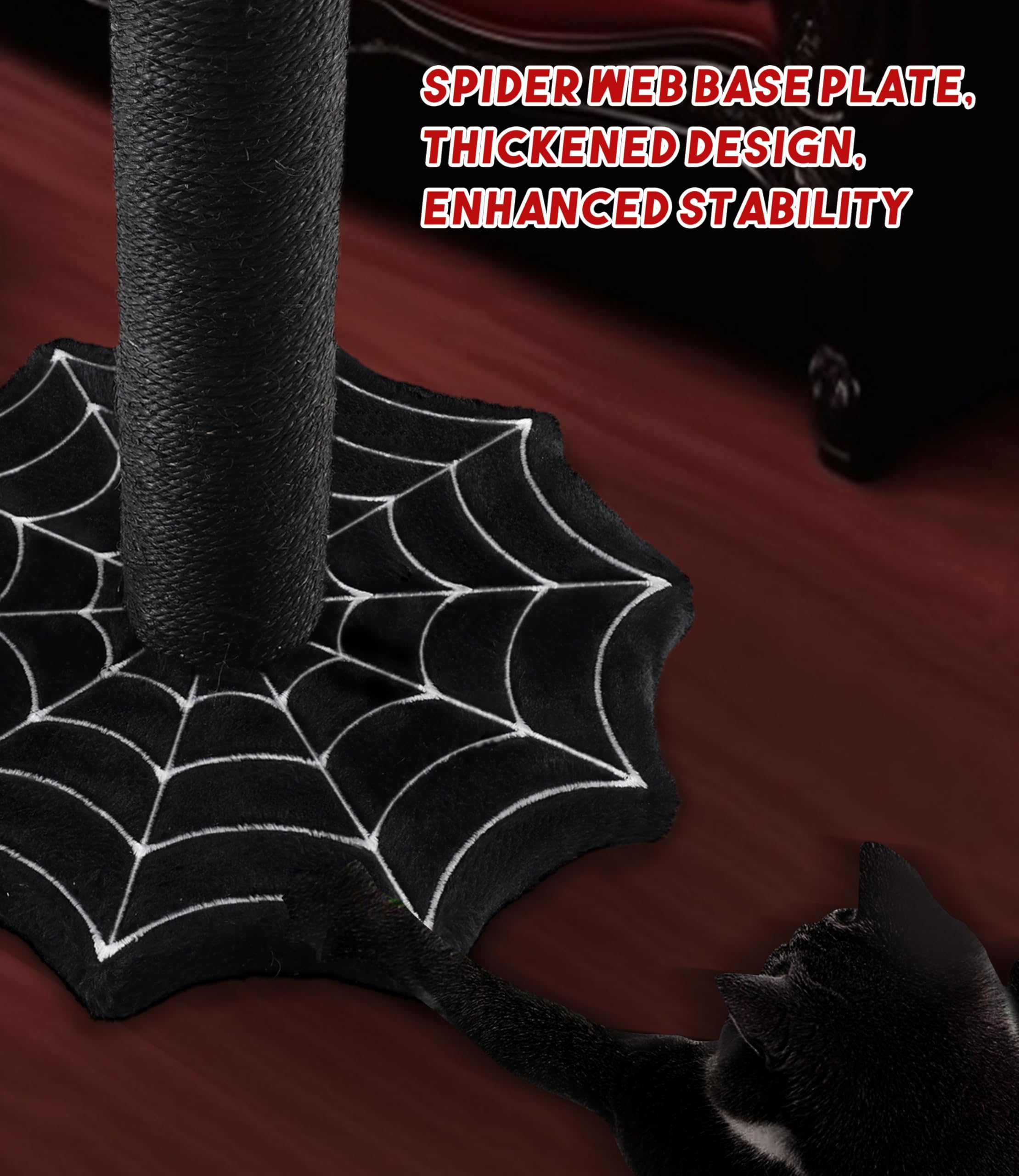 PuzzlePaw sturdy-spider-web-base ensures stability during vigorous scratching sessions.