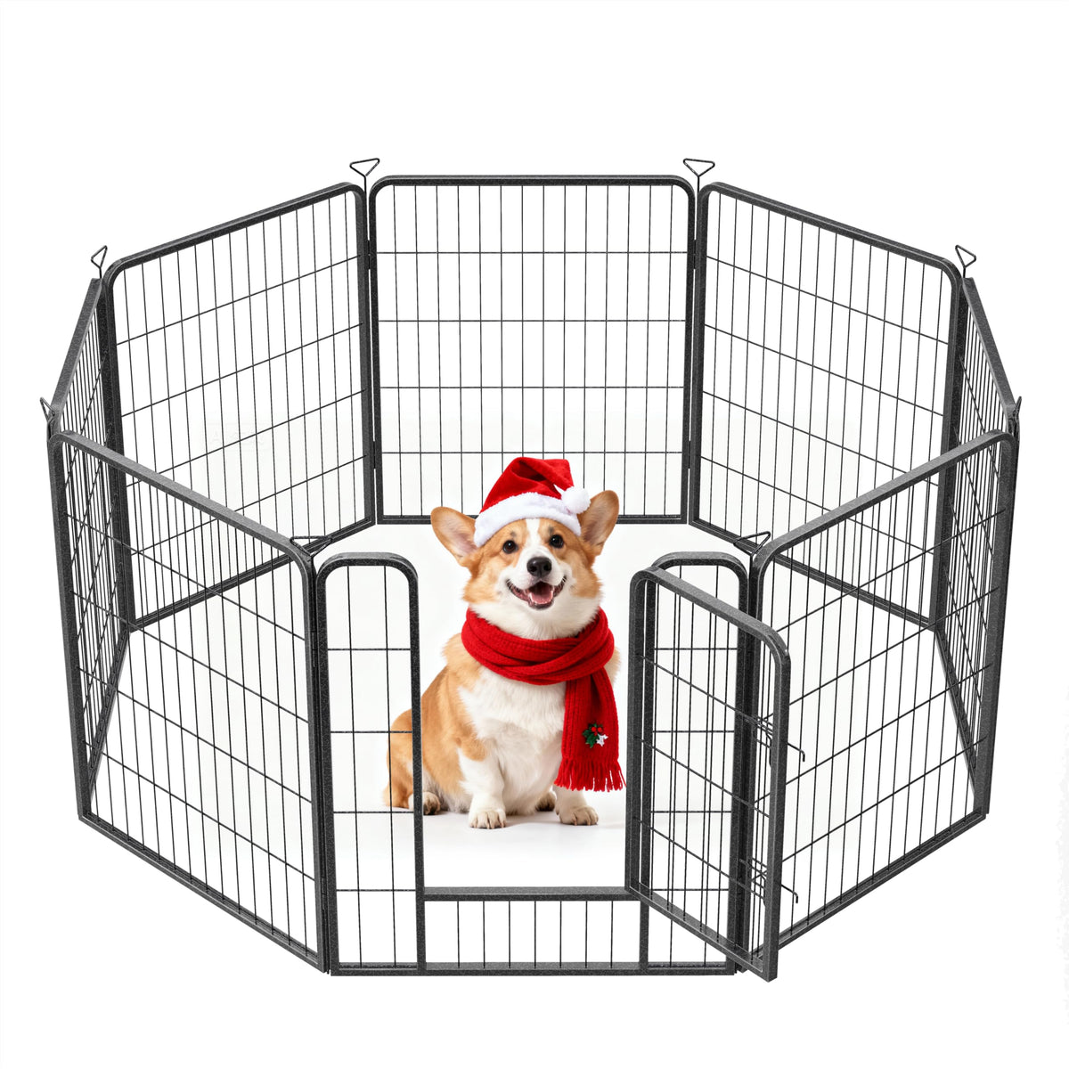 Pvpy Yvrd heavy-duty dog playpen front view shows sturdy panels for reliable containment.