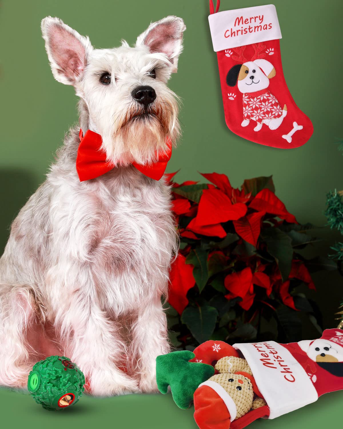 Pweituoet Christmas stocking displays toys in a festive unboxing setup.