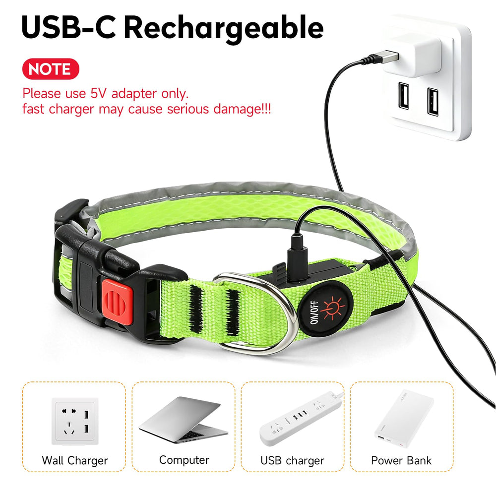 PWOD LED dog collar adjustable length for medium to large dogs