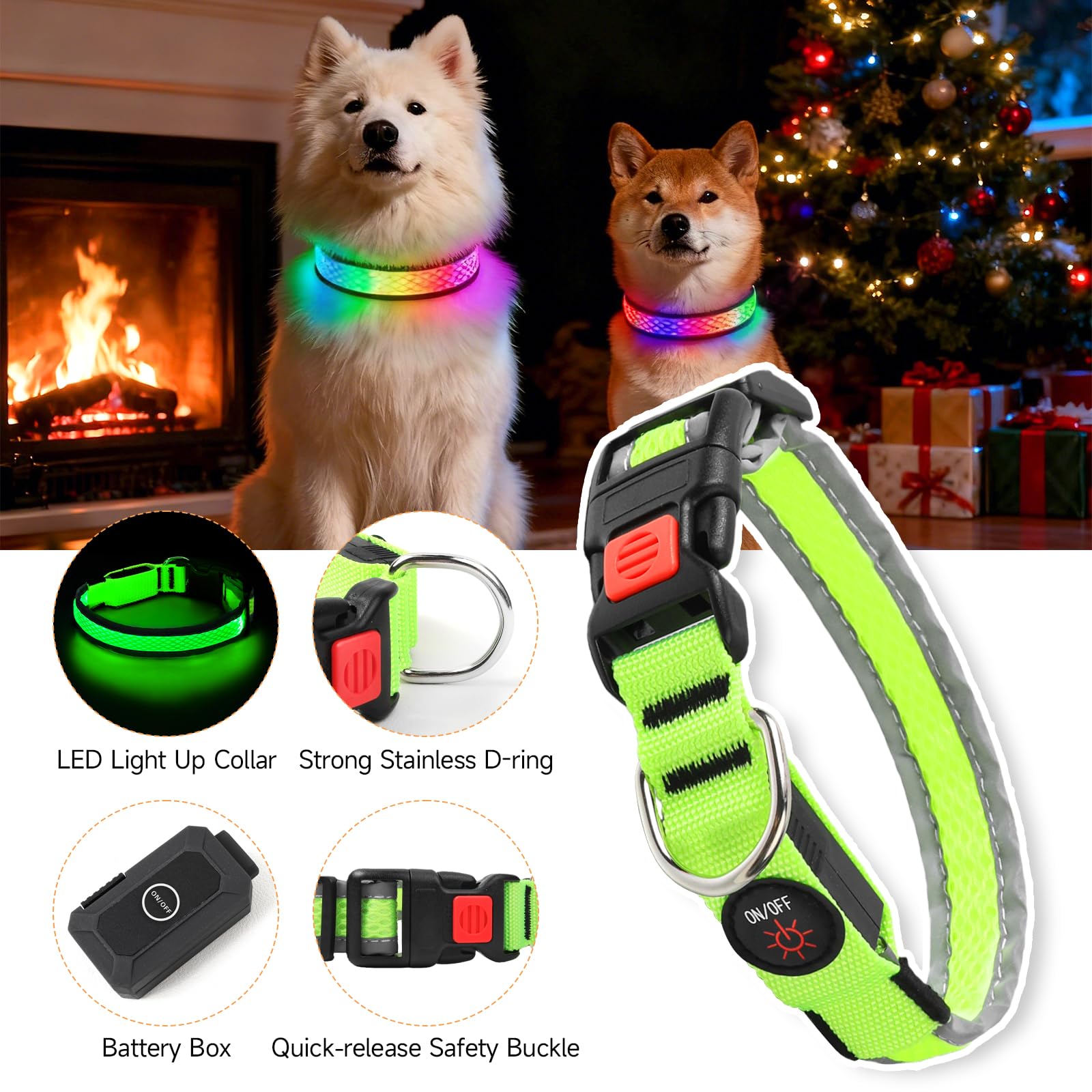 PWOD LED dog collar IP65 waterproof design for rain protection