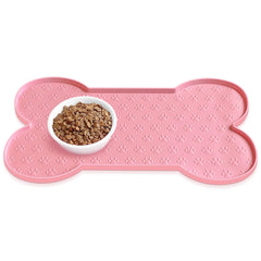 PWTAA dog food mat anti-slip edge keeps bowls secure during meals.