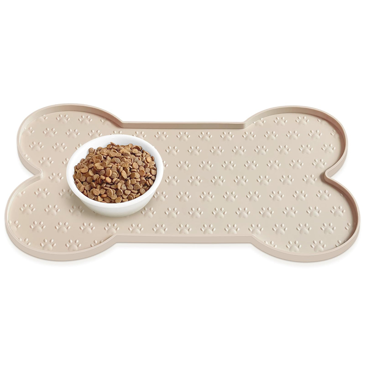 PWTAA dog food mat anti-slip keeps bowls steady during meals.