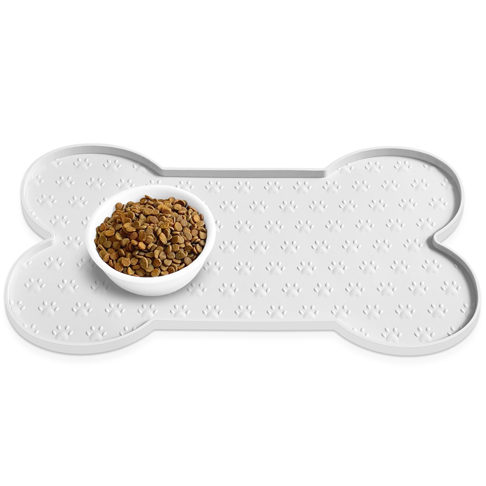 PWTAA dog food mat anti-slip keeps bowls steady during meals.