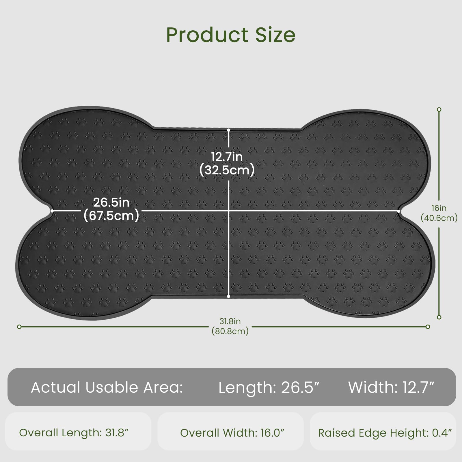 PWTAA dog food mat raised-edge design contains spills during meals.