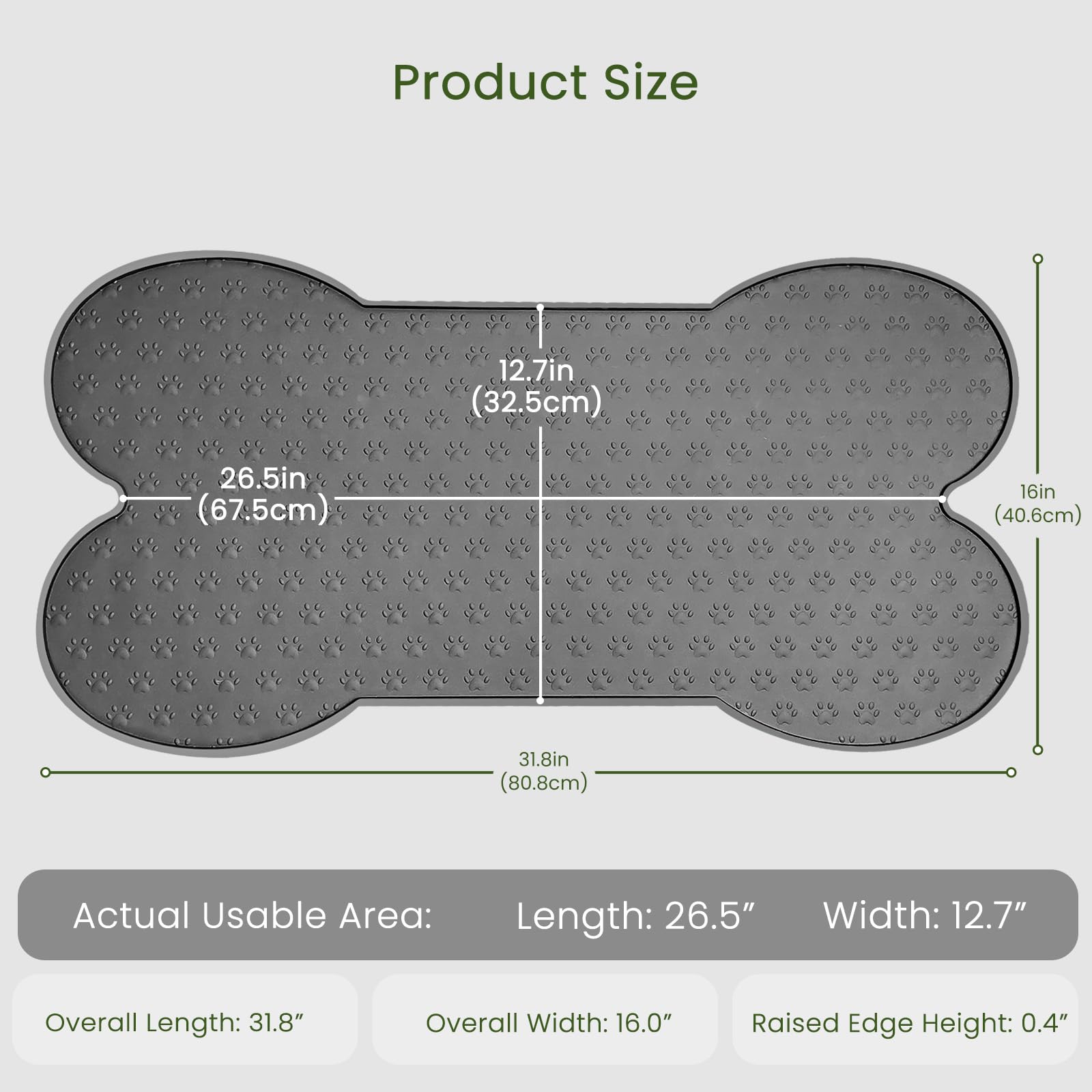 PWTAA dog food mat raised edge contains spills for a tidy floor