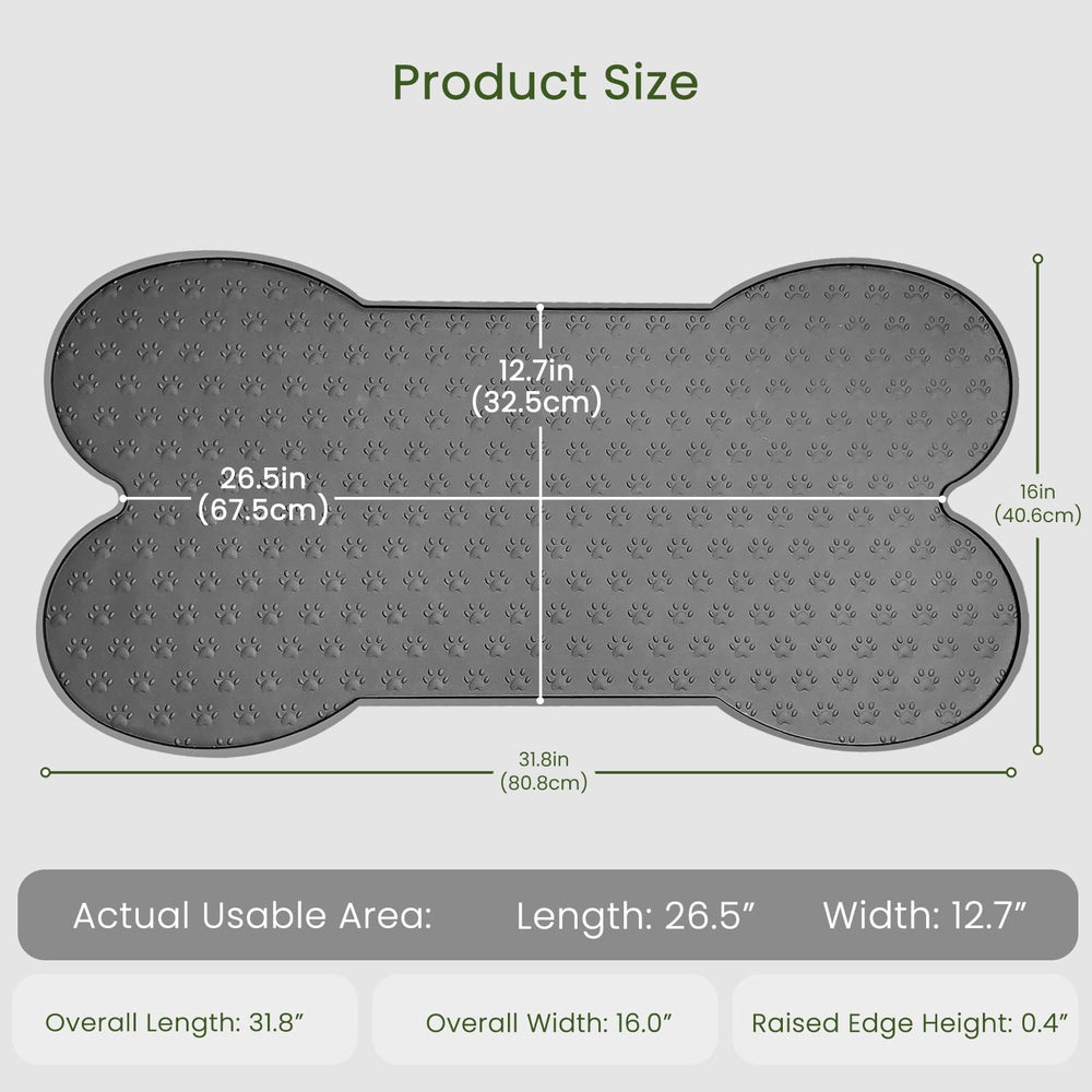 PWTAA dog food mat raised edge contains spills for a tidy floor