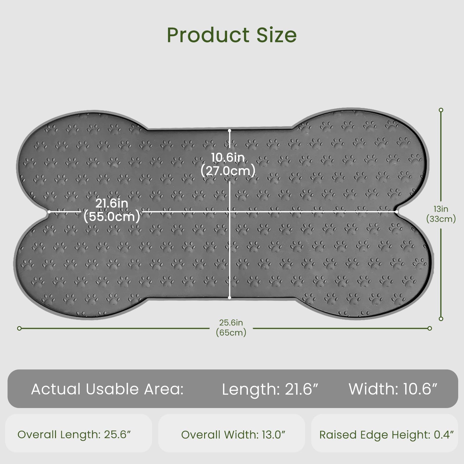 PWTAA dog food mat raised edge contains spills and protects floors.