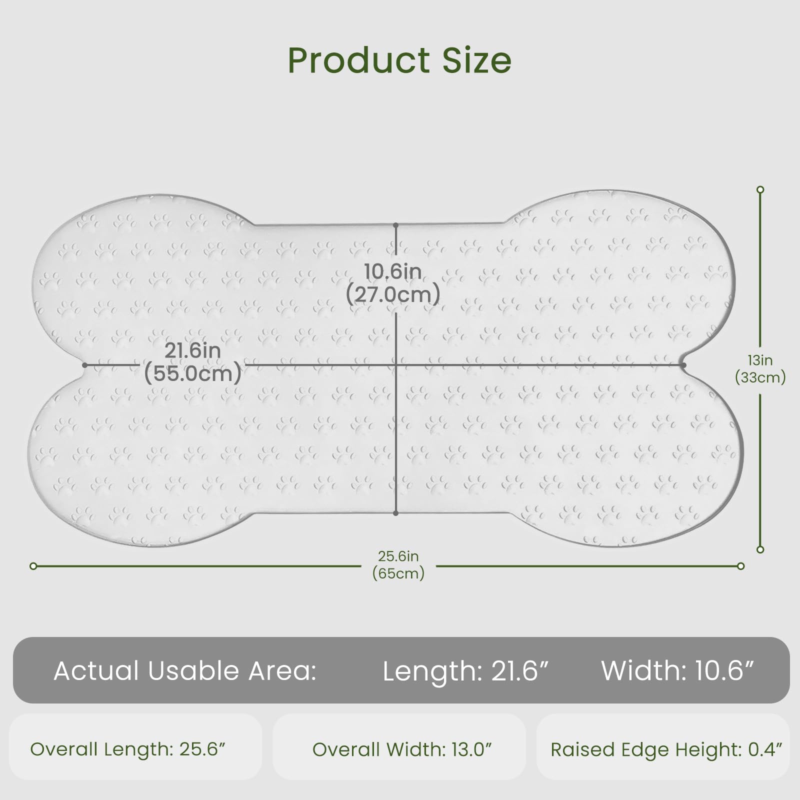 PWTAA dog food mat raised edge contains spills for clean floors.