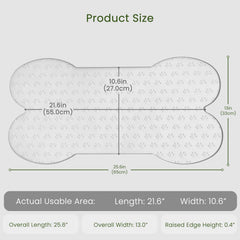 PWTAA dog food mat raised edge contains spills for clean floors.