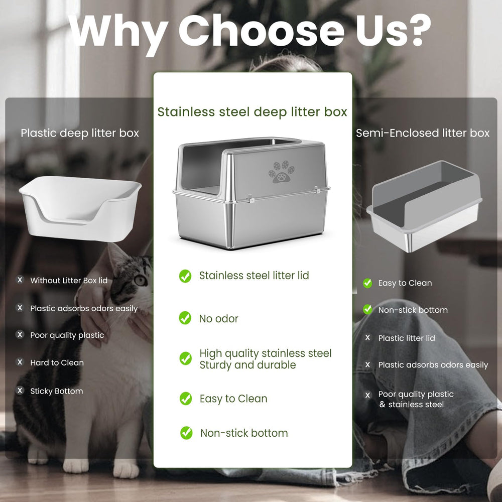 PWTAA sturdy stainless steel build resists rust and claw scratches for long-lasting use.
