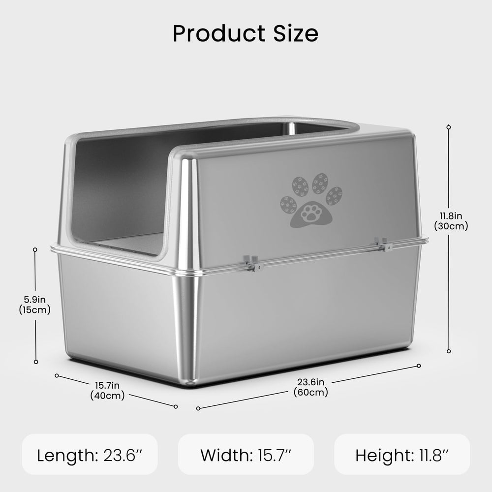 PWTAA stainless steel litter box features non-stick surface for quick easy cleaning.