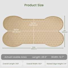 PWTAA raised-edge feeder mat closeup shows containment to prevent spills.