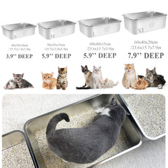 PWTAA stainless steel litter box top view showing wide interior space