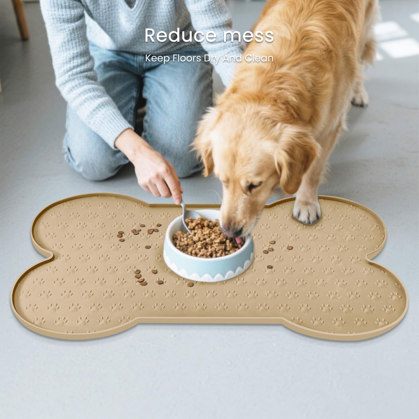 PWTAA travel-friendly feeder mat rolled for portability during trips.