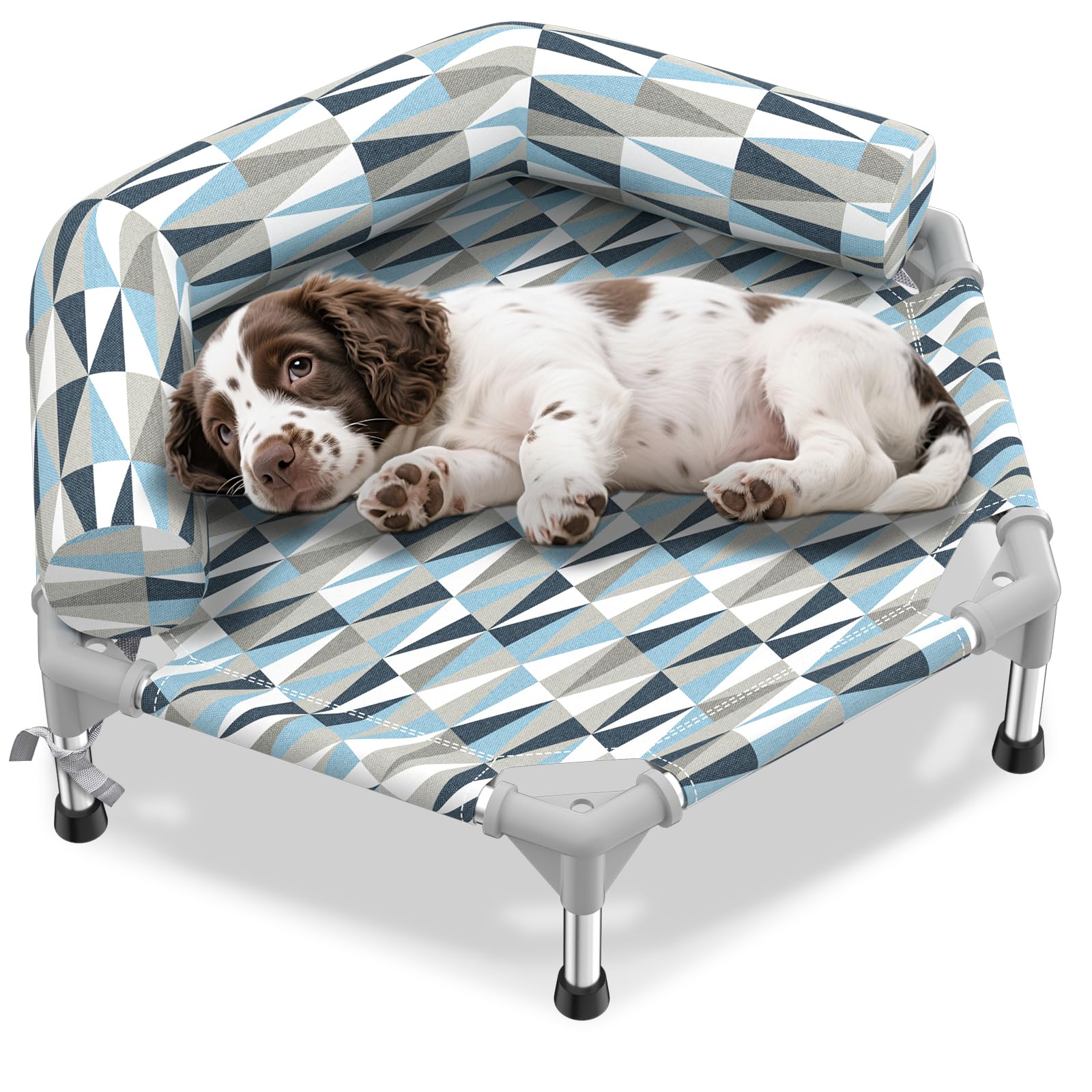 Pyowmgd orthopedic dog bed with U-shaped bolster supports head and neck for comfort