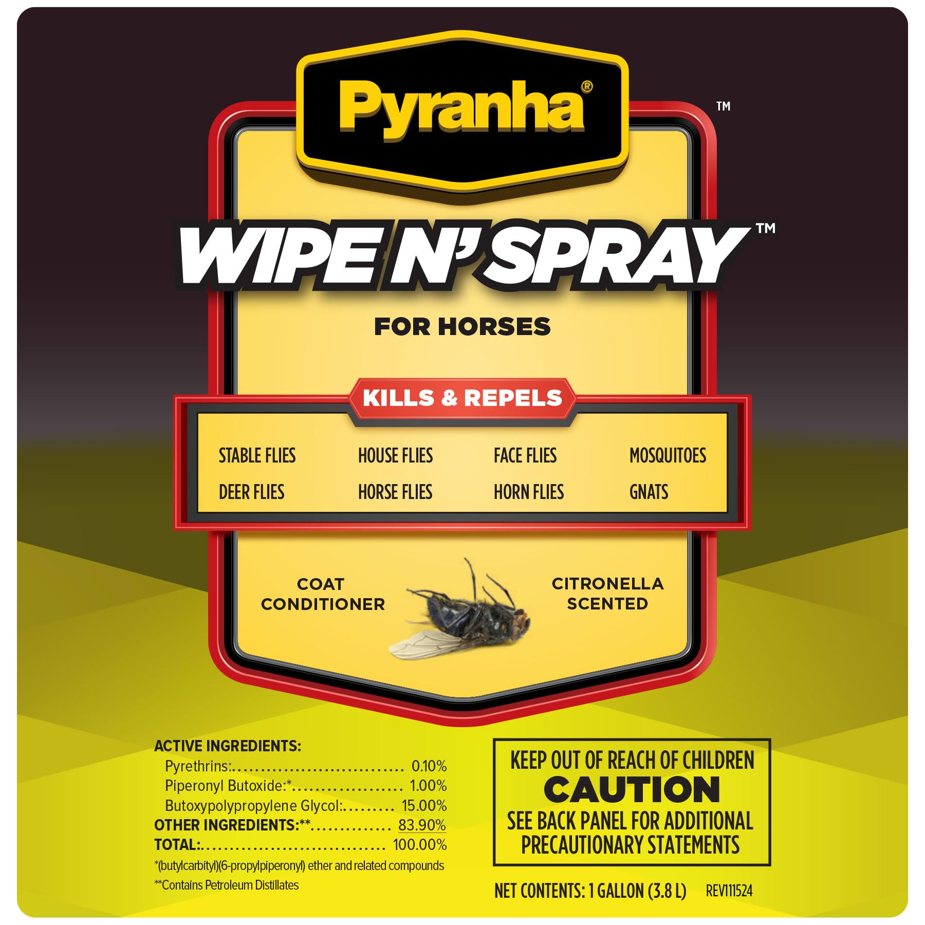 Pyranha Wipe N' Spray in a tack room during grooming.