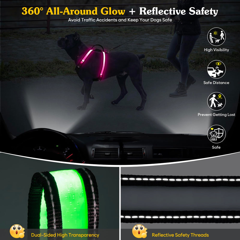 PZRLit harness shows 360-degree illumination and reflective strips for all-around visibility