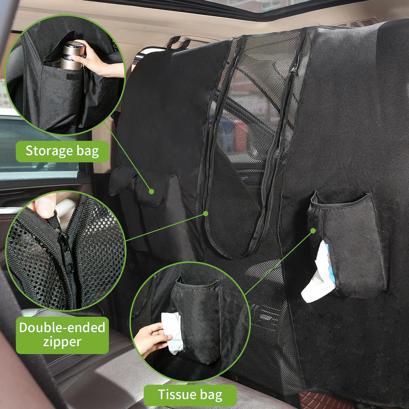Q-DDOIT dog car net barrier breathable mesh allows airflow for comfort.