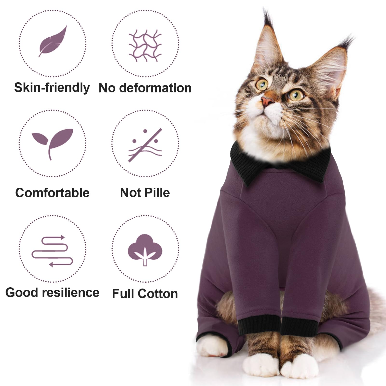 QBLEEV cat-onesie-fitted-cuffs delivers snug fit to reduce shedding mess