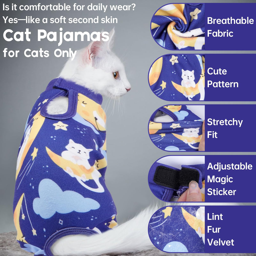 QBLEEV cat-onesie on-cat-bed lounging to illustrate daily wear and comfort