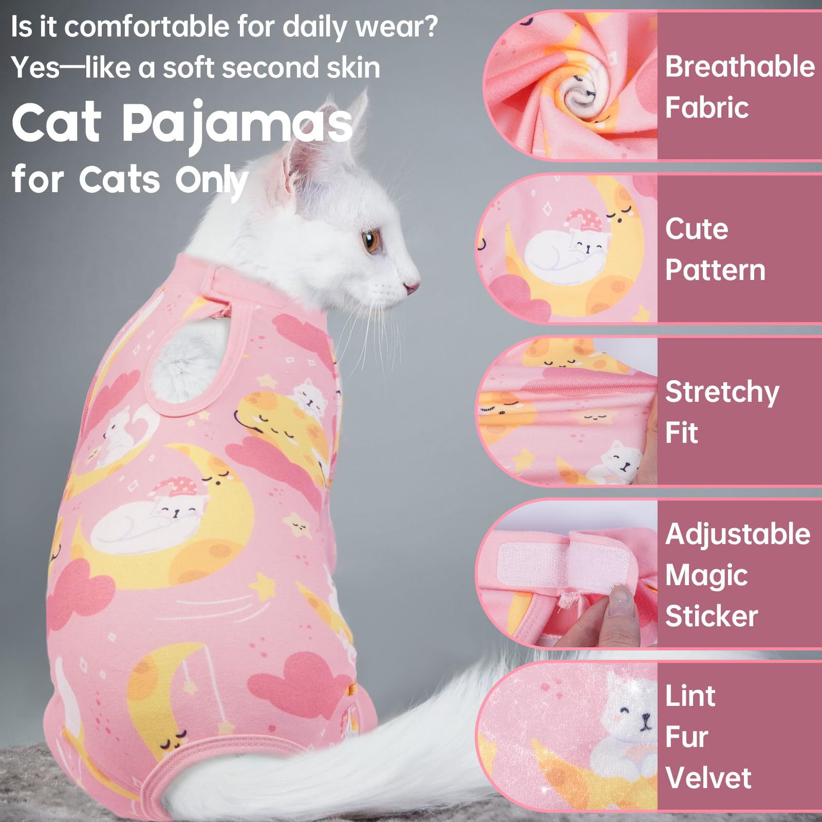 QBLEEV cat surgery recovery suit pictured as a comforting post-op option.