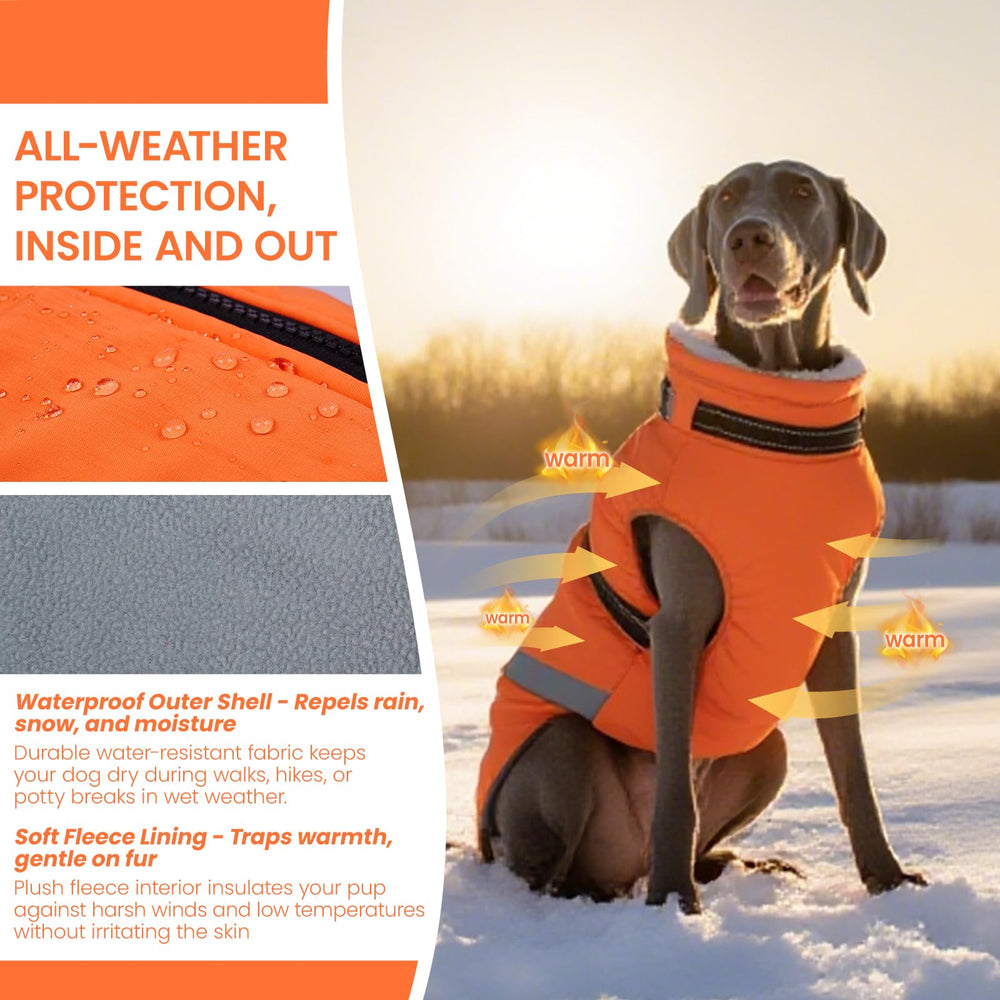 QBLEEV dog coat close-up harness with built-in harness clip and D-rings for secure walks.