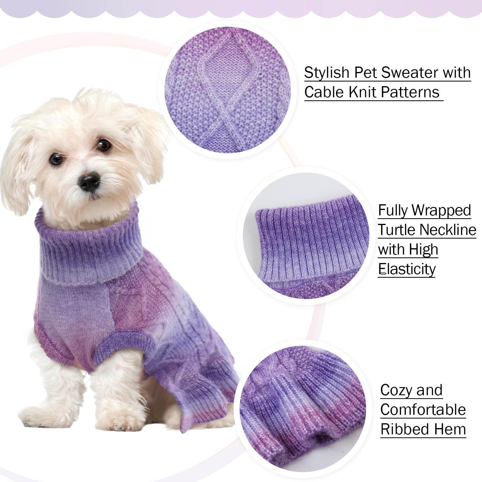 QBLEEV dog sweater dress with turtleneck detail enhances neck protection in cold.