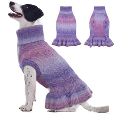 QBLEEV dog sweater purple knit worn by a dog for cozy warmth on chilly walks