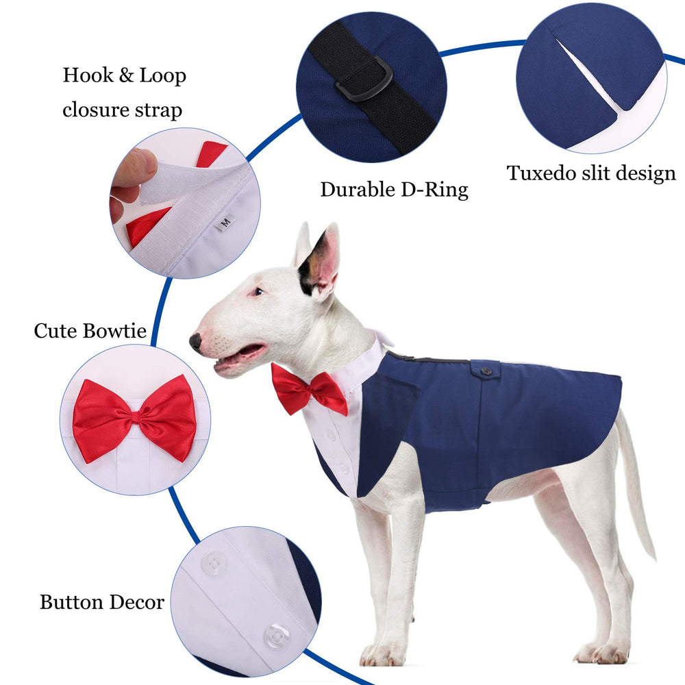 QBLEEV dog tuxedo bow tie detail adds charming photo-ready appeal.