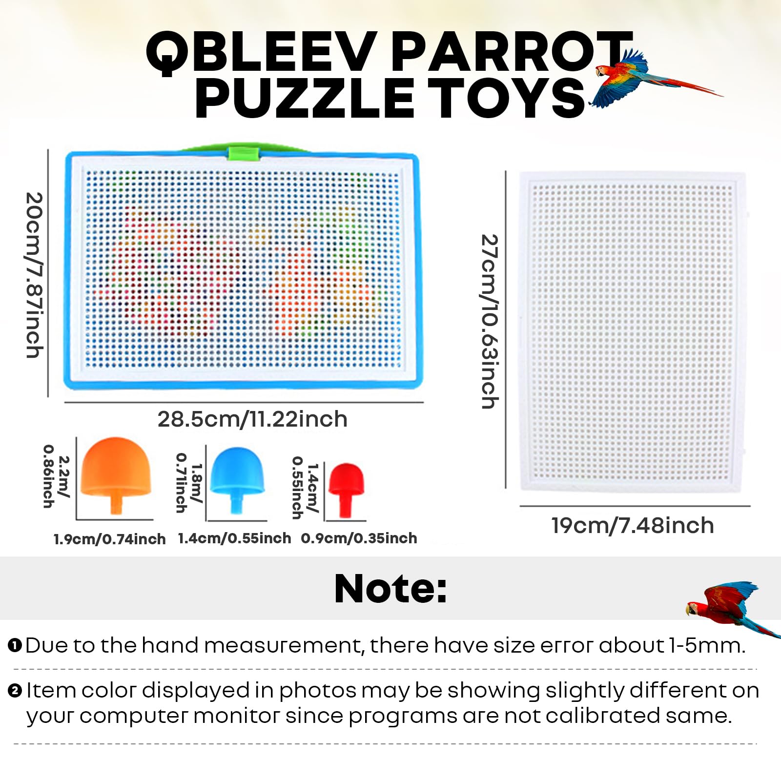 QBLEEV parrot puzzle toy blue handheld basket supports interactive training and playtime