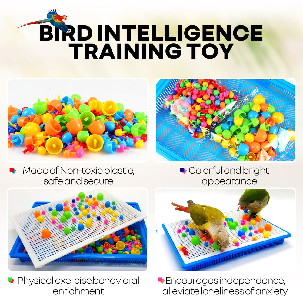 QBLEEV parrot puzzle toy in-cage setup provides safe, contained enrichment
