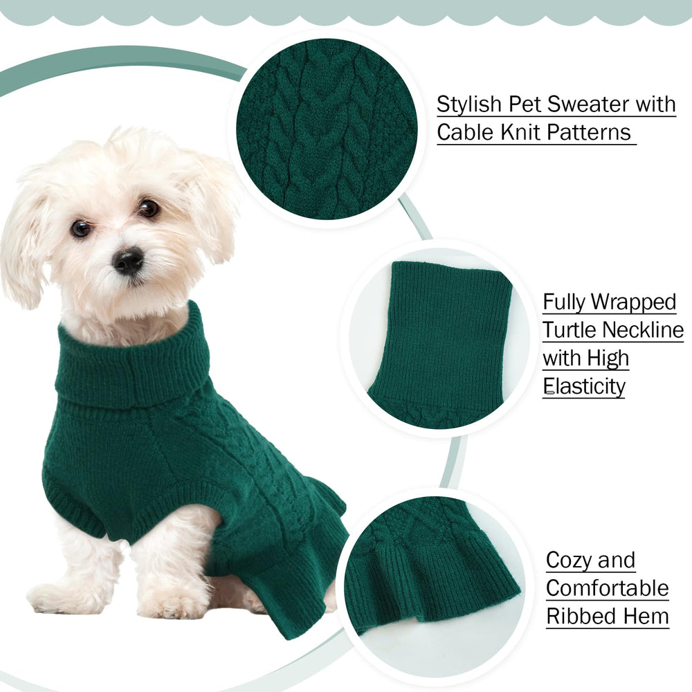 QBLEEV green knit sweater for small dogs showcasing breathable comfort