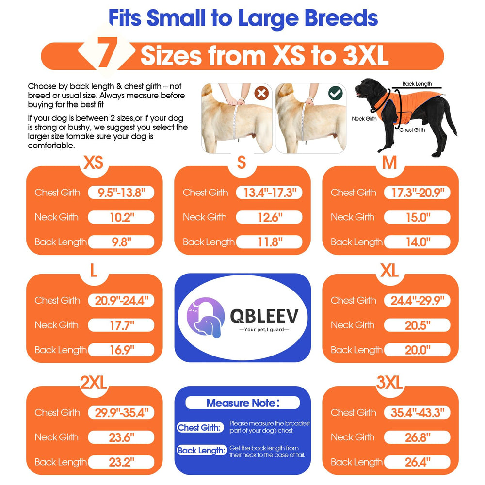 QBLEEV reversible dog jacket orange folded for compact storage and portability.