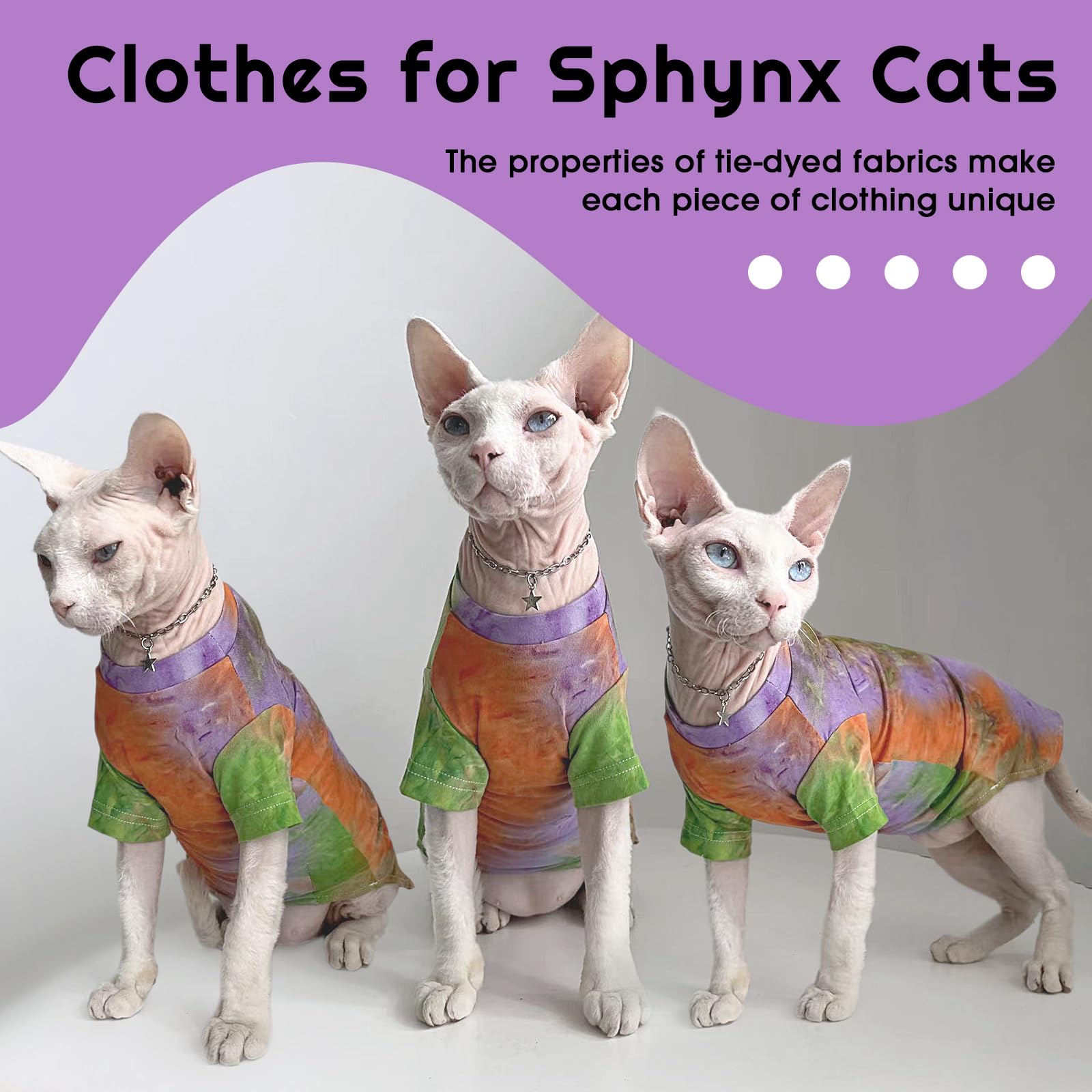 QBLEEV Sphynx shirt curved-fit design hugs a hairless cat's body.