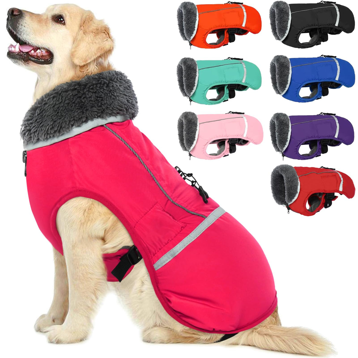 QBLEEV warm dog coat front view showing cozy fleece warmth for winter walks