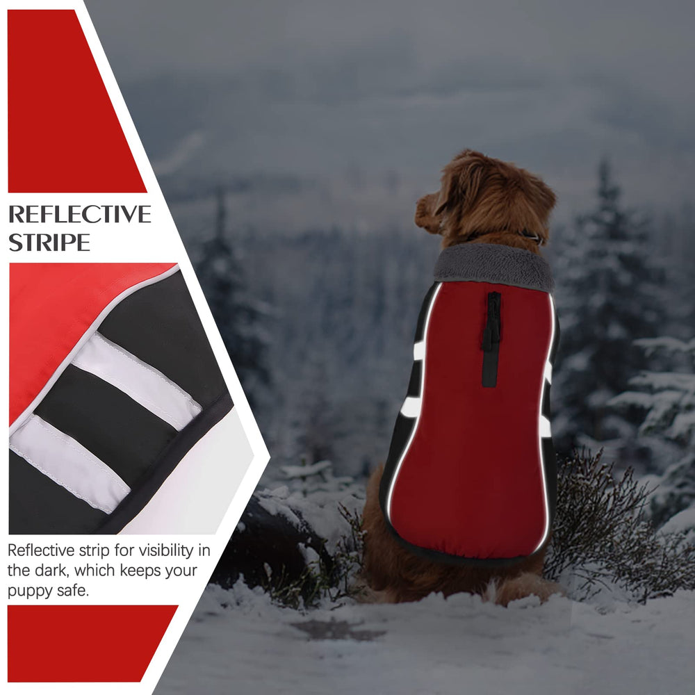 QBLEEV warm dog coat with stand-up furry collar for cozy comfort.