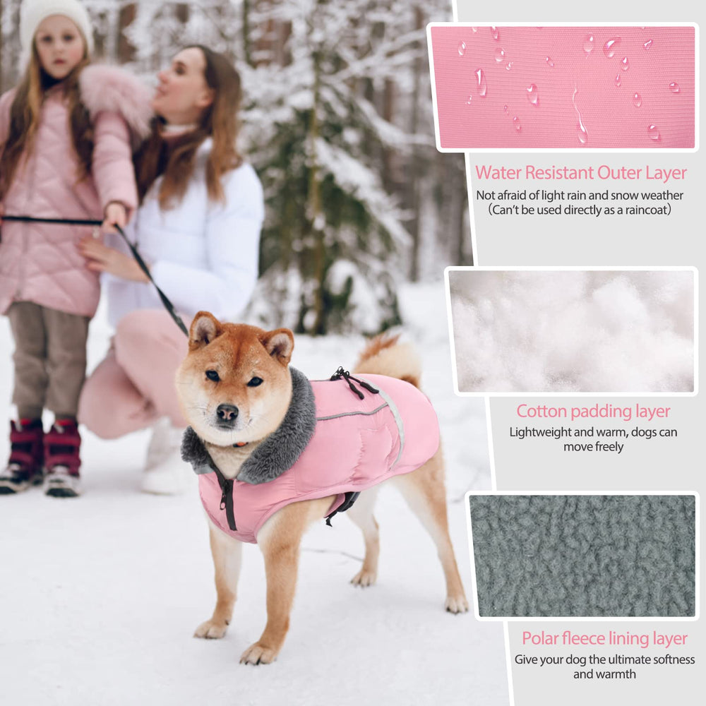 QBLEEV Warm Dog Coat hidden leash hole supports controlled outings